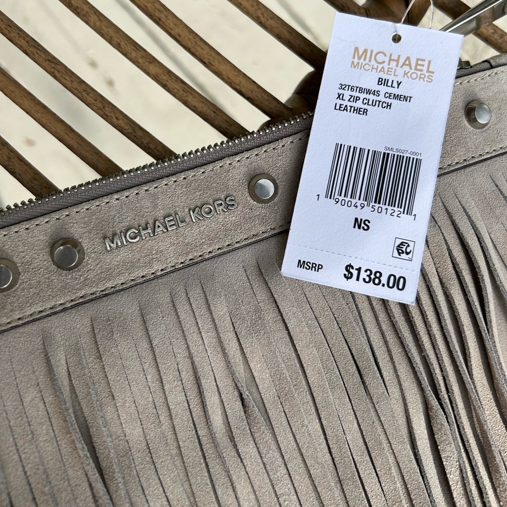 Michael Kors Leather Fringe XL wristlet